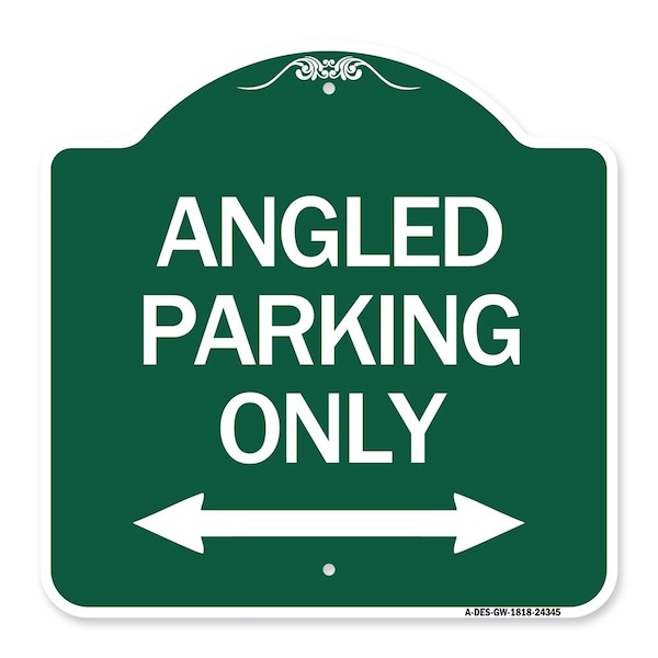 Signmission Angle Parking W/ Bidirectional Arrow, Green & White Aluminum Sign, 18" x 18", GW-1818-24345 A-DES-GW-1818-24345 - main
